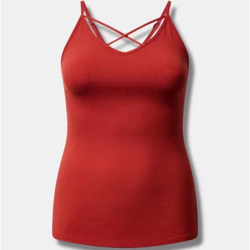 Torrid Everyday Rib V-Neck Cross Front Tank - Picture 2 of 6